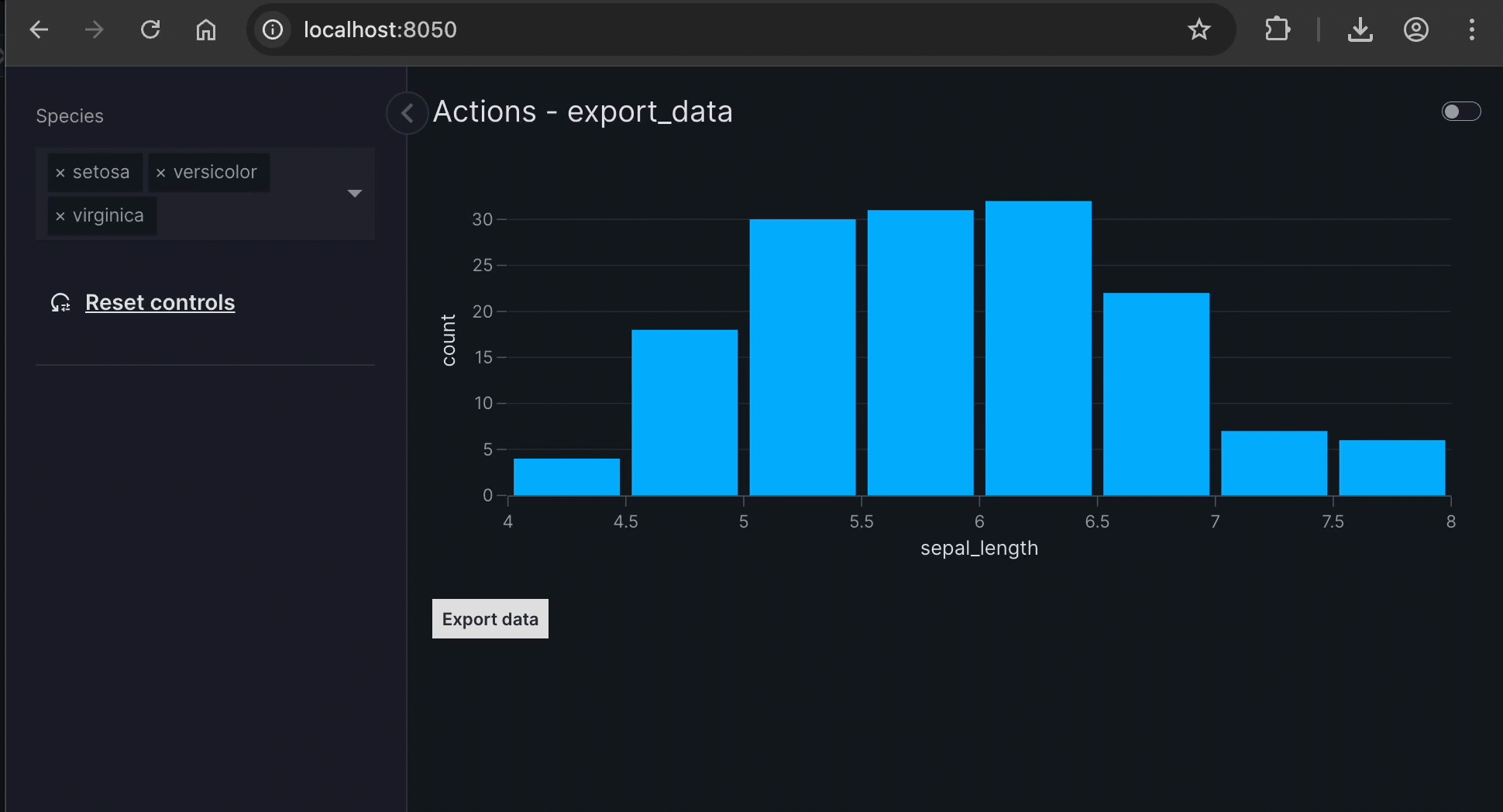 Export data
