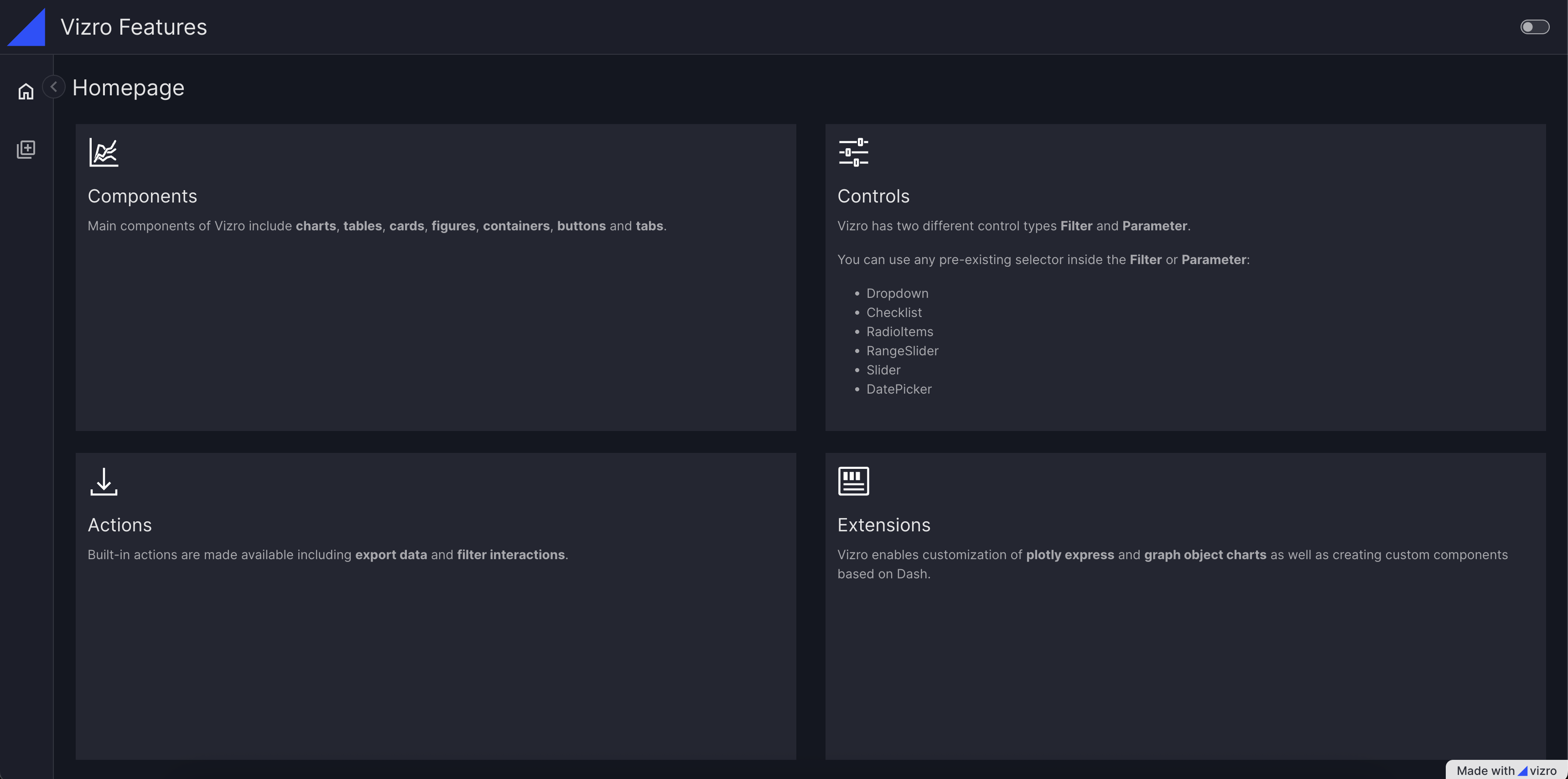 Features Dashboard